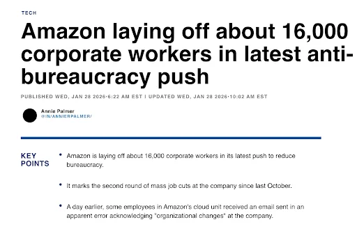 Amazon laying off 16,000 workers