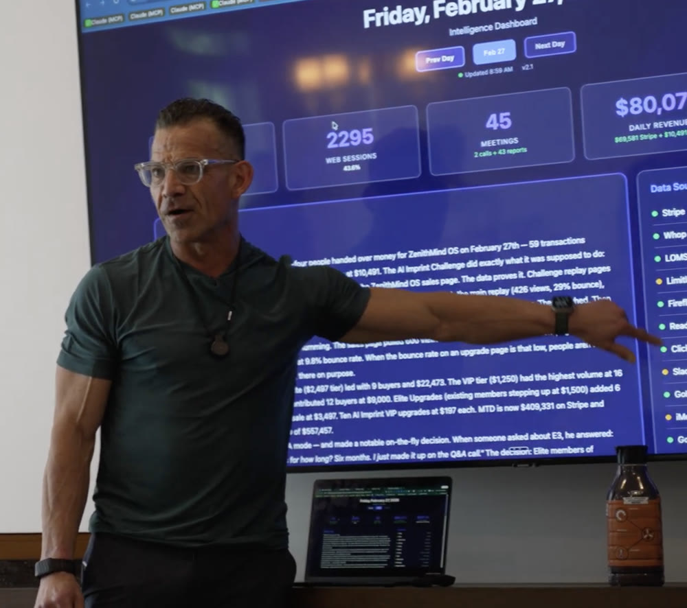 Rich Schefren teaching with the Intelligence Dashboard